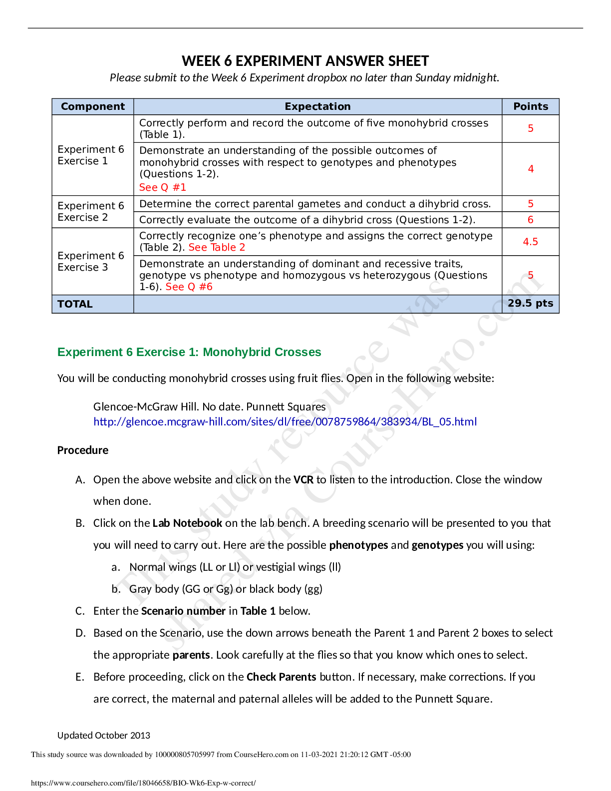 Preview image of B101 Week 6 Experiment Answer Sheet document